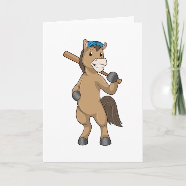Carte Cheval au baseball avec batte de baseball (Devant)