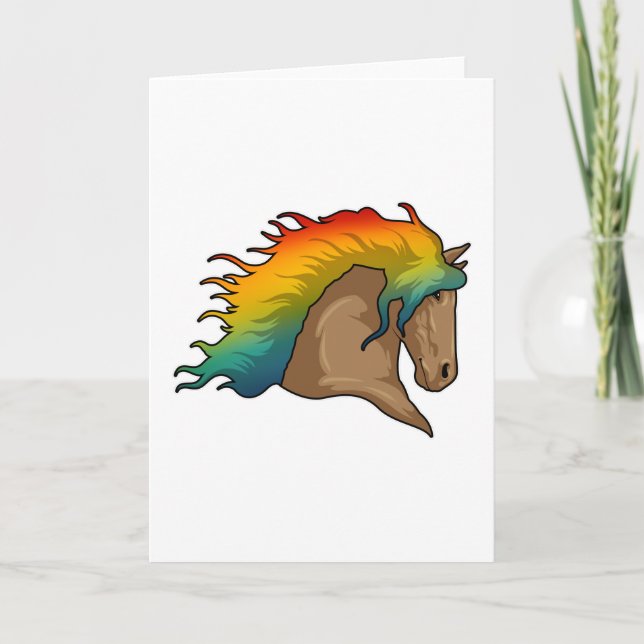 Carte Cheval avec cheveux arc-en-ciel (Devant)