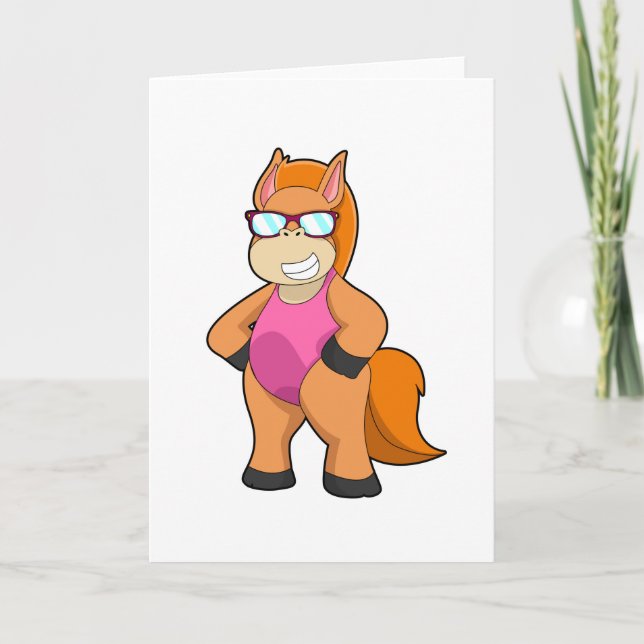 Carte Cheval avec des lunettes de soleil (Devant)
