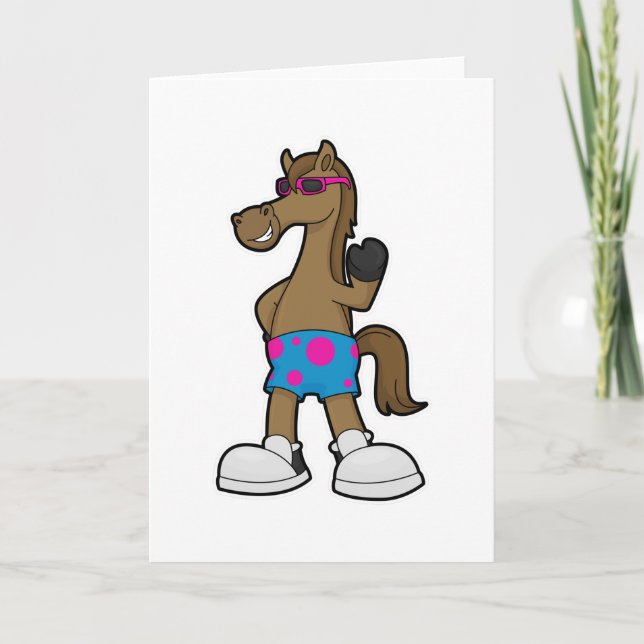 Carte Cheval avec lunettes de soleil (Devant)