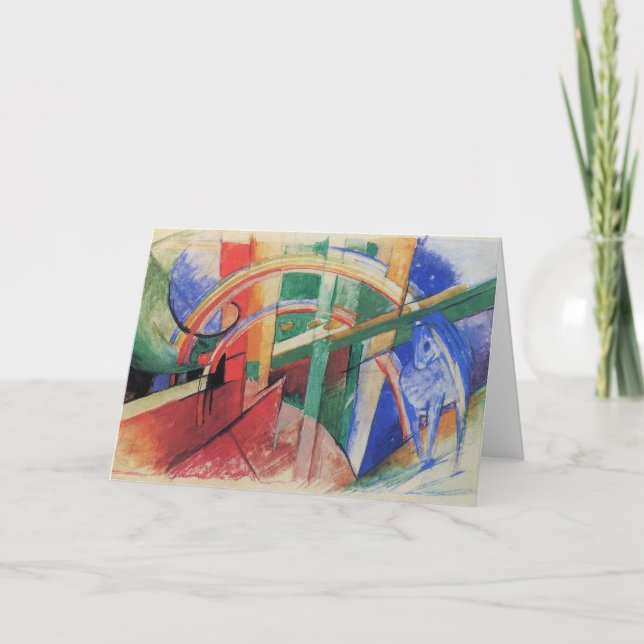 Carte Cheval bleu avec arc-en-ciel par Franz Marc (Devant)