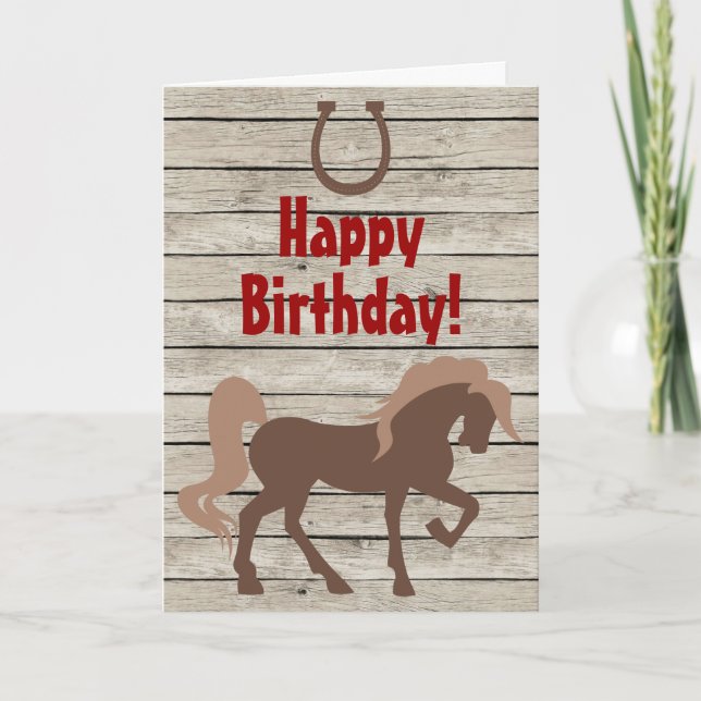 Carte Cheval Brown et Chaussure à cheval sur le bois de  (Devant)