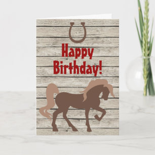 Carte Cheval Brown et Chaussure à cheval sur le bois de 