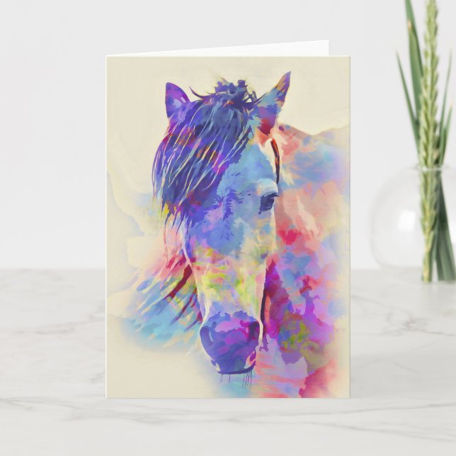 Carte Cheval coloré Design artistique (Devant)