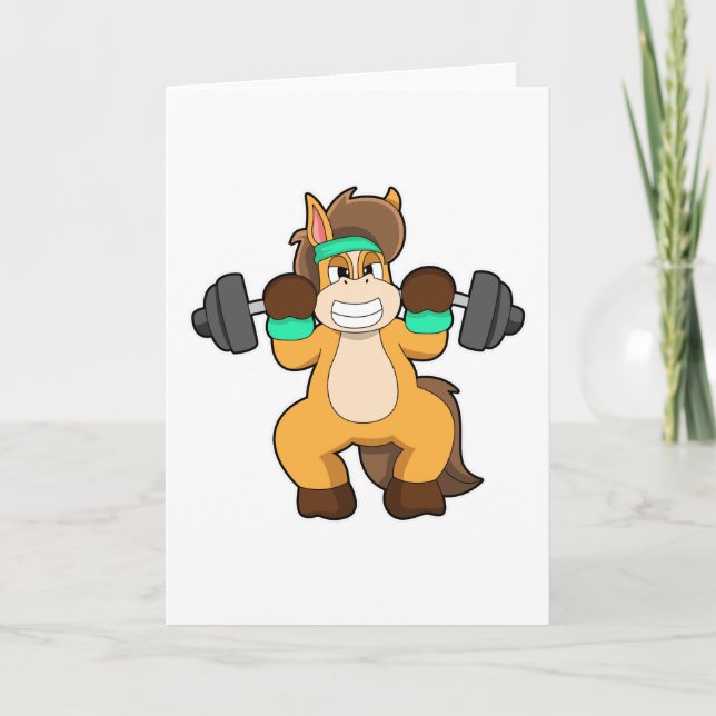 Carte Cheval comme culturiste avec haltère (Devant)