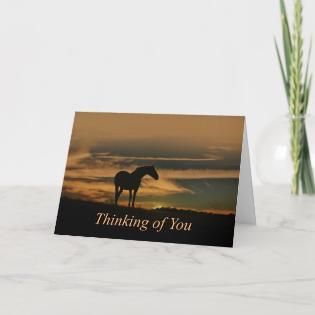 Carte Cheval coucher de soleil Nature Penser de vous Bon (Devant)