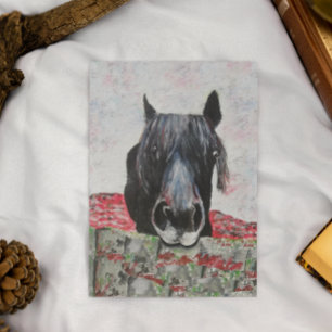 Carte Cheval dans un champ équestre peintre cavalier