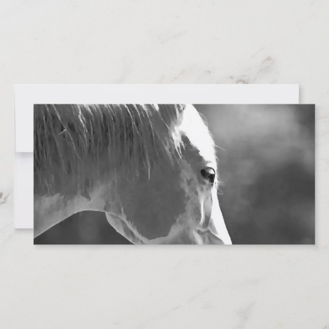 Carte Cheval d'art pop noir et blanc (Devant)