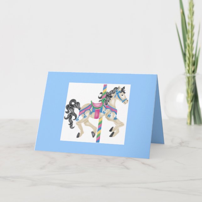 Carte Cheval de Carrousel - Joyeux anniversaire (Devant)