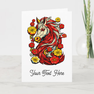 Carte Cheval de Feu Rouge – Zodiaque Chinois 2026
