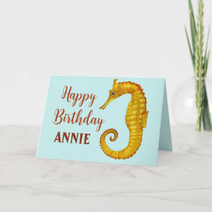 Carte Cheval de mer personnalisé Joyeux anniversaire