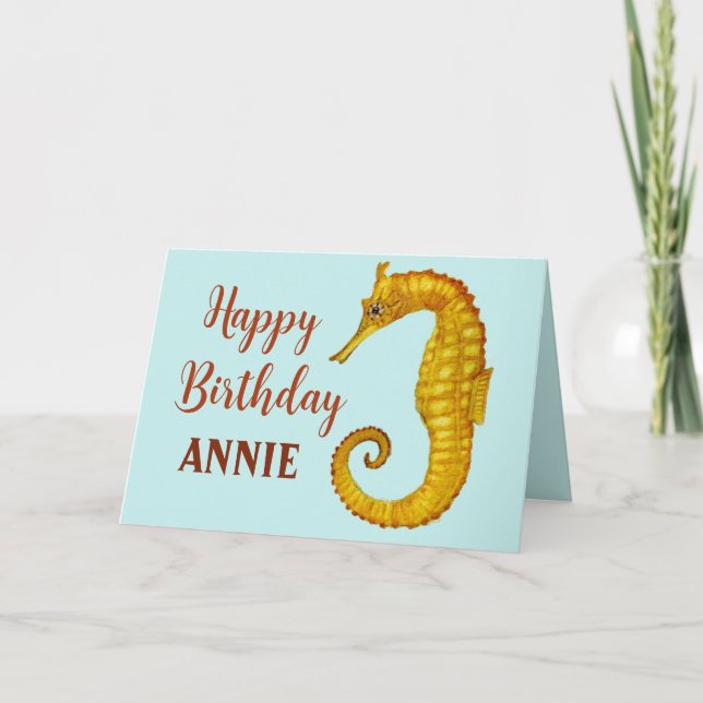 Carte Cheval de mer personnalisé Joyeux anniversaire (Devant)