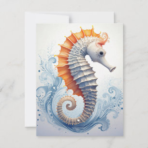Carte Cheval de mer sur les vagues de l'océan