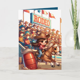 Carte Cheval de Rodéo Occidental Cowgirl Course de Baril