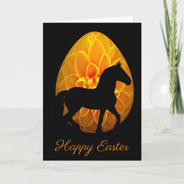 Carte Cheval de silhouette et oeuf Joyeuses Pâques de (Devant)