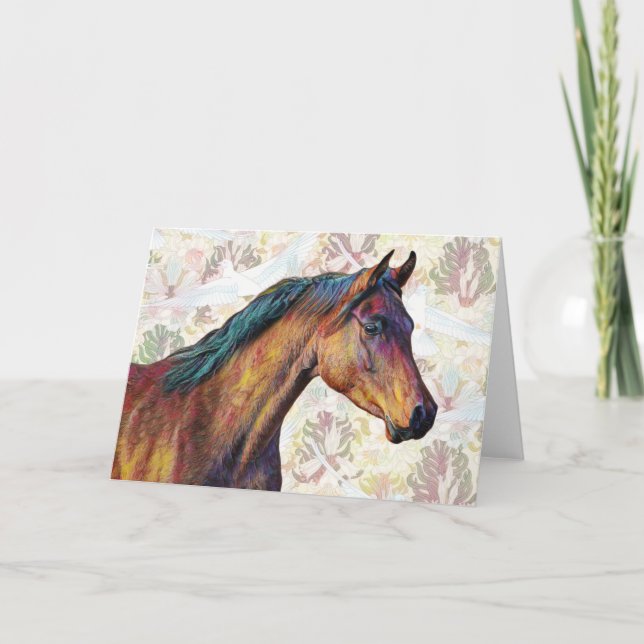 Carte Cheval Dove Motif sur Motif Art Note Card 1 (Devant)
