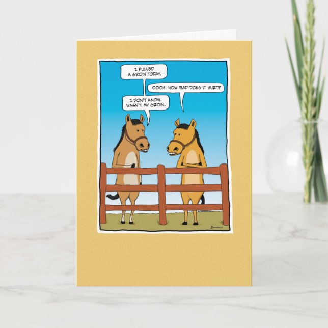 Carte Cheval Drôle Avec Groin Pullé Anniversaire (Devant)