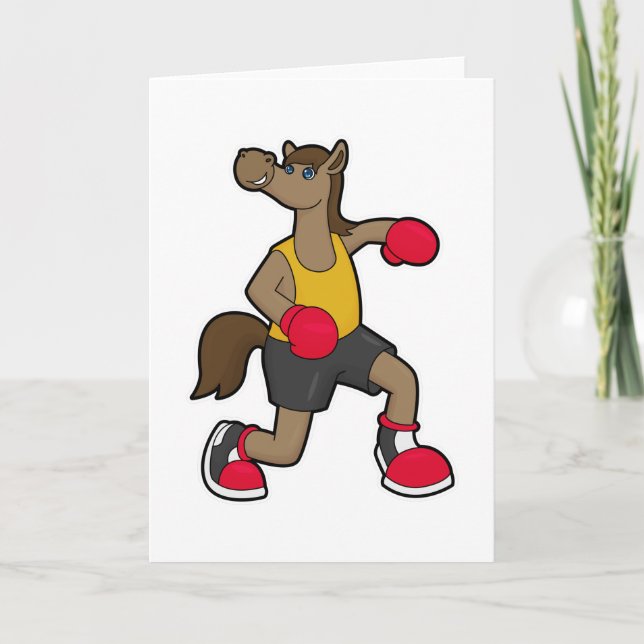 Carte Cheval en boxeur avec gants de boxe (Devant)