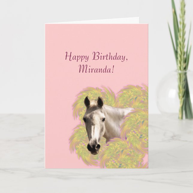Carte Cheval en Fleurs - Joyeux anniversaire! (Devant)