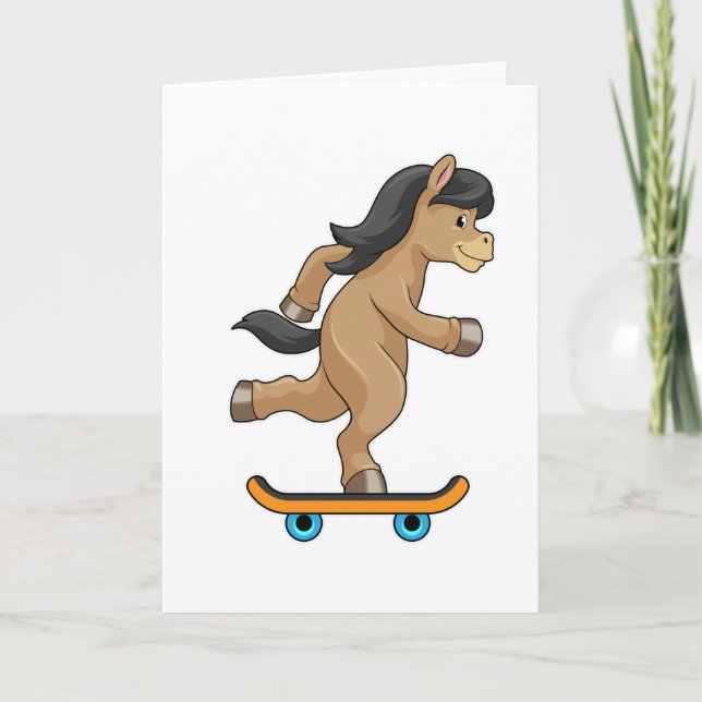 Carte Cheval en patineur avec skateboard (Devant)