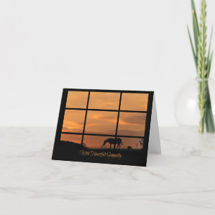 Carte Cheval et coucher de soleil à travers la fenêtre C