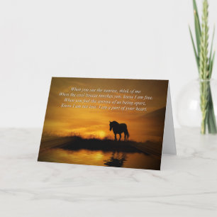 Carte Cheval et coucher de soleil Sympathie profonde Poè