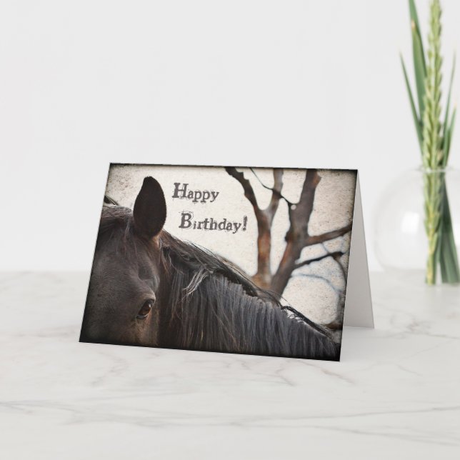 Carte Cheval foncé Bonne fête d'anniversaire (Devant)