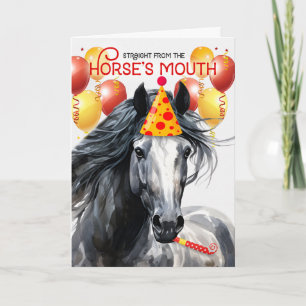 Carte Cheval gris pomme drôle Anniversaire