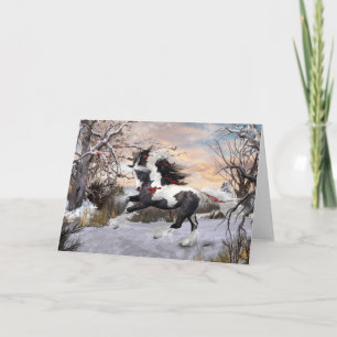Carte Cheval Gypsy Vanner de Noël