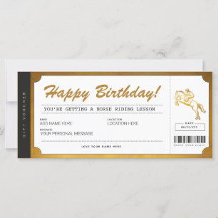 Carte Cheval Leçons d'équitation Gold Billet cadeau