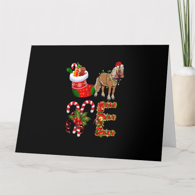 Carte Cheval lumières de Noël LED Funny Santa Hat Noël (Devant)