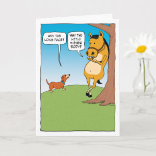 Carte Cheval mignon et drôle et Dachshund Anniversaire