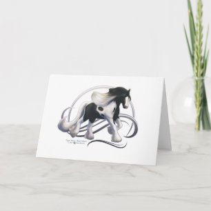 Carte Cheval noir Tobiano Gypsy Vanner