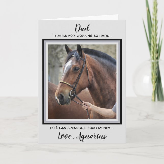 Carte Cheval Papa - Fête des pères - Cheval Photo Drôle  (Devant)