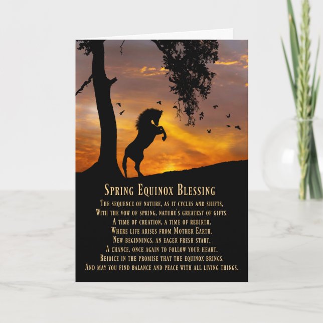 Carte Cheval Poème Bénédiction Équinoxe Printemps (Devant)