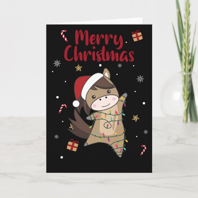 Carte Cheval Poney Noël Neige Hiver Animaux Chevaux Ca (Devant)