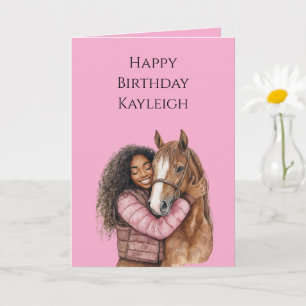 Carte Cheval rose Brown Cheval Noir Coiffeuse Anniversai