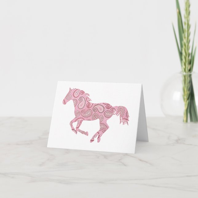 Carte Cheval rose Paisley (Devant)