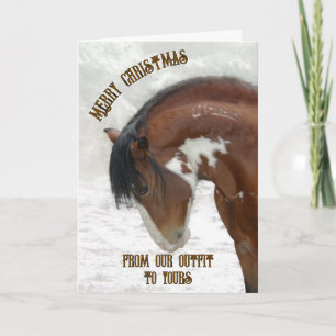 Carte Cheval sauvage en Noël de neige