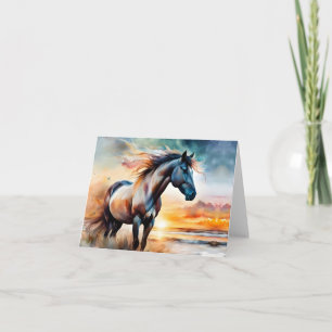Carte Cheval sauvage sur la dune de Grassy au coucher du