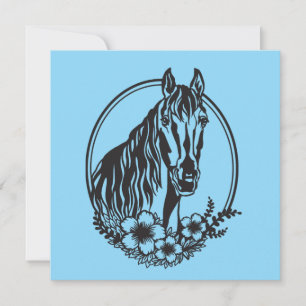 Carte Cheval tête avec fleurs