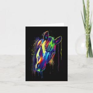 Carte Cheval Visage Main Dessinée Couleur de l'eau Splas