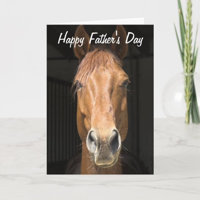 Carte Cheval Visage photo Bonne Fête des pères (Devant)