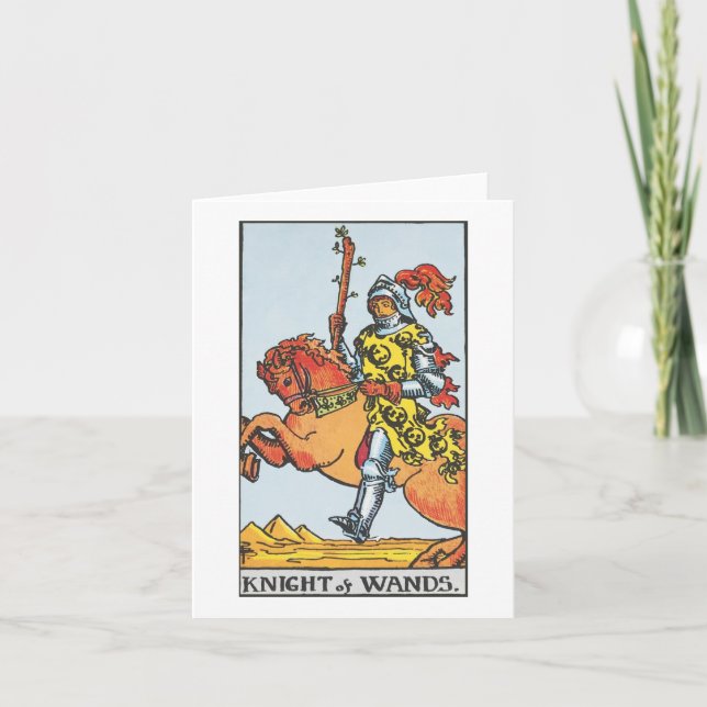 Carte Chevalier des baguettes - Rider Waite Smith tarot (Devant)