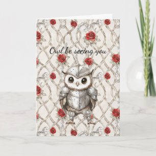 Carte Chevalier Hibou Armure Brillante Roses Je Vous Ver