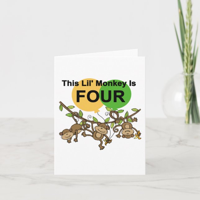 Carte Chevaliers et cadeaux de 4e anniversaire des singe (Devant)