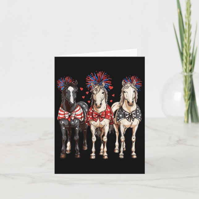 Carte Chevaux 4 juillet Cheval patriotique Drapeau améri (Devant)