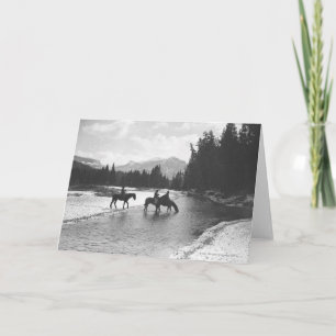 Carte Chevaux buvant et traversant une rivière