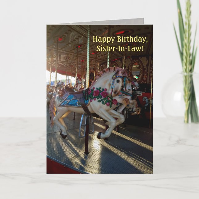 Carte Chevaux colorés de carrousel/anniversaire de (Devant)