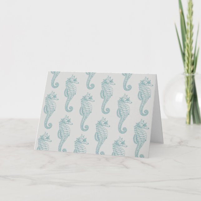 Carte Chevaux de mer tropicaux, Motif hippocampe - gris  (Devant)